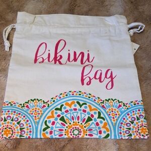Multicolor Bikini Bag with Drawstring Closure